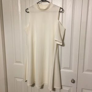Rebellion 2X White High Neck, Cold Shoulder, Knee